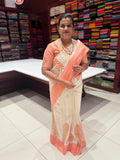 Cream Tissue Linen Saree