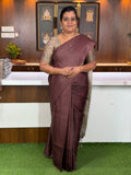 Deep Brown Silk Saree with Zari Border
