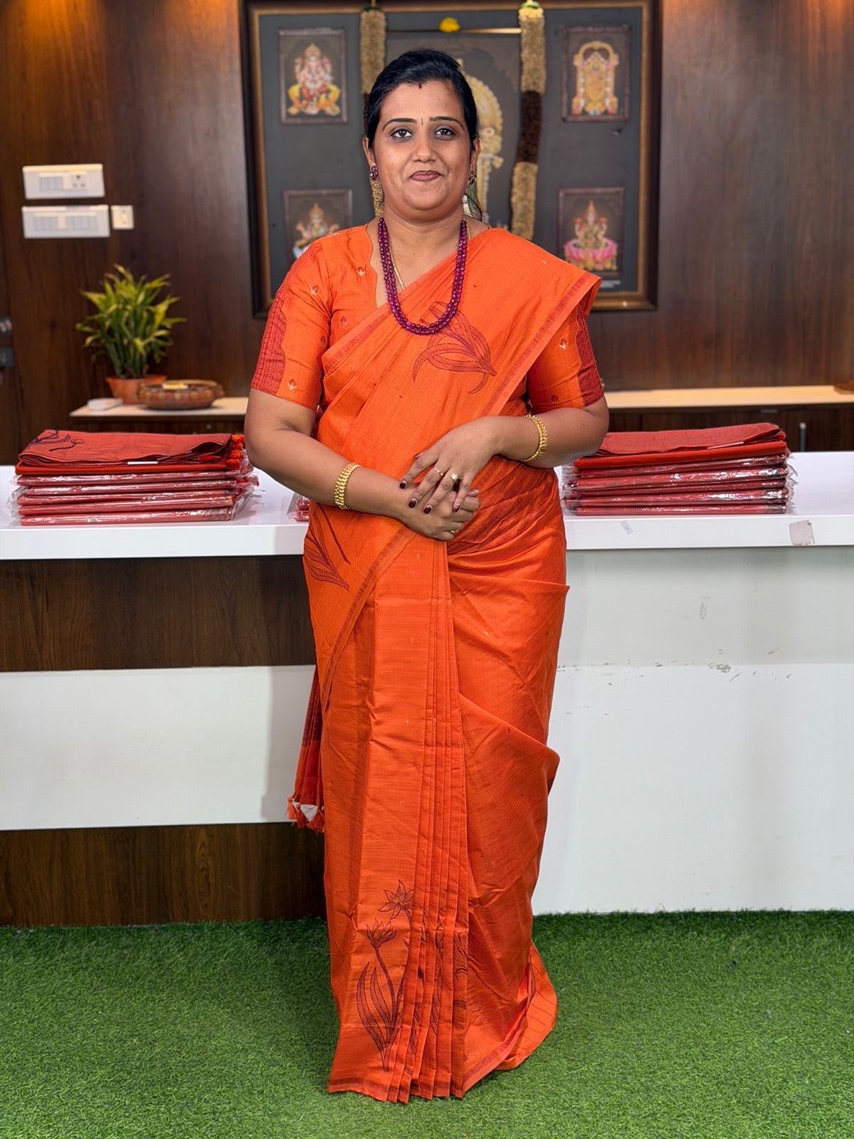 Orange Silk Saree