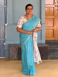 Powder Blue Striped Saree