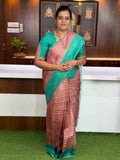 Rose Pink Silk Saree with Green Border