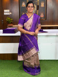 Violet Silk Saree with Gold Zari Border